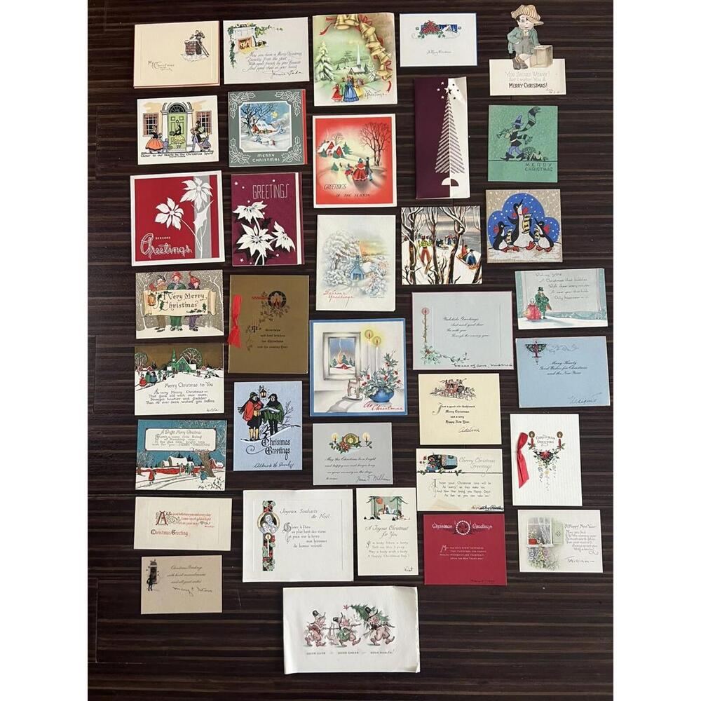 1930s Vintage Merry Christmas New Years Greeting Cards (36) Gibson Brownie Art